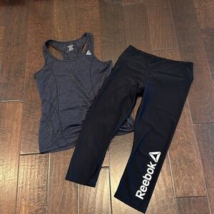 Reebok workout tank and copped leggings size s